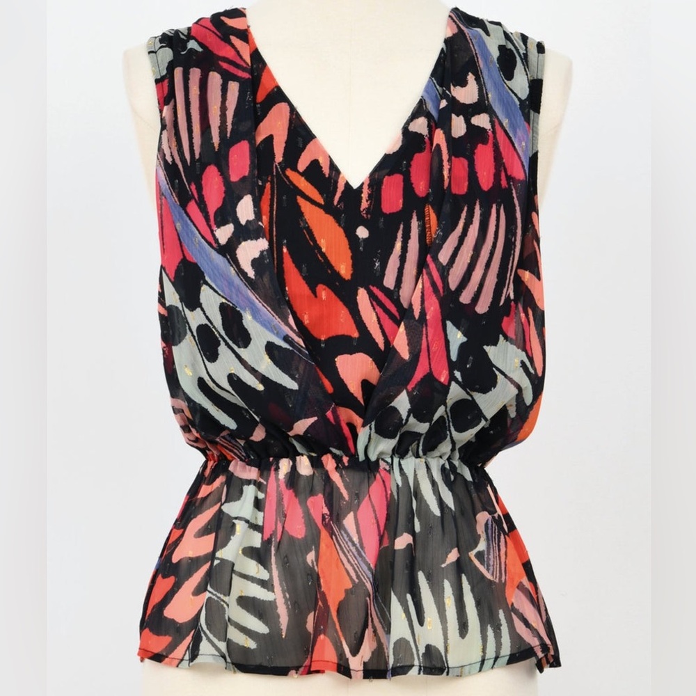 Molly Bracken Multicolor Abstract Blouse